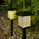 Grid/Honeycomb/Geometric Solar Path Lantern Retro Metal Black LED Stake Lighting in Warm/White/Multicolor Light, 1 Pc