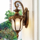 Frosted White Glass Bell Wall Light Vintage Single-Bulb Small/Large Backyard Sconce in Black/Gold/Bronze
