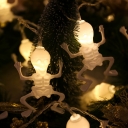 Plastic Skeleton LED String Lamp Art Deco 10/20/50 Bulbs Clear Battery Halloween Light in Warm/White Light, 13.1/16.4/32.8ft