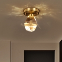 Gemstone Mini Ceiling Mount Light Postmodern Cut-Crystal LED Foyer Flush-Mount Light Fixture in Gold