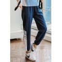 Womens Pants Fashionable Contrast Side Panel Ventilation Quick Dry Cuffed High Elastic Waist Ankle Length Slim Fit Tapered Yoga Pants