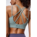 Solid Color Strappy Hollow Out Back Scoop Neck Cropped Sexy Tank Top for Girls