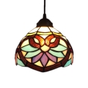 Hand-Crafted Glass Blue Pendant Light Kit Bowl 1 Head Tiffany Hanging Light Fixture over Table