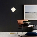 Global Opaline Glass Floor Lamp Postmodern 1-Light Gold Standing Light with Right Angle Pole, Small/Medium/Large