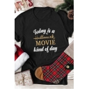Casual Street Girls' Rolled Cuff Crew Neck TODAY IS A HALLMARK MOVIE KIND OF DAY Letter Relaxed T Shirt