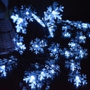 Plastic Snowflake Solar String Light Decorative 20/30/100 Bulbs Black LED Christmas Lamp in Warm/White/Multi-Color Light, 19.6/32.8/39.37ft