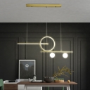 Round and Linear Pendant Light Fixture Minimalism Metal Black/White/Gold LED Island Lamp with Ball Acrylic Shade, White/3 Color Light