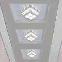 Modern LED Flush Light Fixture Chrome Laser-Cut Tiered Round/Square Ceiling Light with Crystal Shade