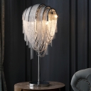 Modern Style Tassel Chainlet Night Light Aluminum 2 Lights Living Room Table Lamp in Silver