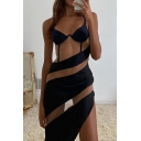 Womens Designer Dress Sweetheart Neck Sheer Mesh Oblique Hem Short Sheath Cami Dress in Black