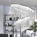 Aluminum Chainlet Circular Pendant Light Stylish Modern Silver/Rose Gold LED Chandelier for Living Room