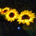 Plastic Sunflower Solar Stake Light Contemporary 1-Head Yellow Path Lamp for Yard
