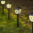1-Piece Water Glass Bud Shaped Lawn Lamp Vintage Black Solar LED Stake Light in Warm/White Light