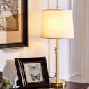 Bucket Nightstand Light Minimalist Fabric 1 Bulb Gold Table Lamp with Adjustable Height Design