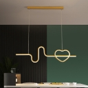Black/Gold Heartbeat over Island Lighting Creative Simple Aluminum LED Hanging Lamp in White Light/Third Gear