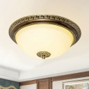 Opaline Glass Brown Flush Mount Small/Large Hemisphere Classic LED Ceiling Light Fixture in Warm/White Light/Third Gear