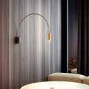 Minimalist Arc Wall Light Metallic 1 Head Living Room Wall Mount Reading Lamp in Black/Gold