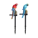 Red/Blue Parrot Solar Path Lamp Farmhouse Resin LED Stake Light for Courtyard, Pack of 2 PCs