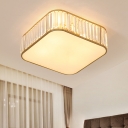 Minimalism Square Flush Mount Light Clear Crystal Bedroom LED Ceiling Lamp in Black/Gold, 15.5