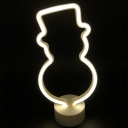 Snowman Shaped Acrylic Night Light Cartoon White LED Table Stand Lamp for Kids Room