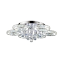 Silver Flower-Like Ceiling Mount Lamp Modern Crystal 3/6 Bulbs Living Room Flush Mounted Light