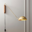 Black/Gold Bowl Wall Light Fixture Postmodern Single Metal Adjustable Reading Lamp with Plug-in Cord