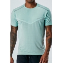 Leisure Men's Tee Top Contrast Stitching Heathered Round Neck Short Sleeves Regular Fitted T-Shirt