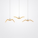 Pink/Yellow Seagull Pendant Light Fixture Macaron Metal LED Ceiling Hang Lamp for Dining Room
