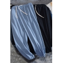 Sports Mens Sweatpants Solid Color Drawstring Waist Gathered Cuffs Ankle Length Tapered Fit Sweatpants