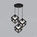 Metal Square/Triangle Cluster Pendant Nordic 3 Lights Kitchen Bar Suspension Lighting in Black