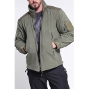 Warm Mens Jacket Plain Long Sleeve Stand Collar Zip Up Fleece Loose Fit Thickened Jacket