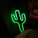 Cactus Wall Night Light Kids Plastic Bedroom LED Night Lamp in White with USB Plug