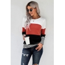 Leisure Girls Stripe Pattern Colorblock Waffled Slim Fitted T-shirt
