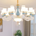 6/8/10 Heads Flared Chandelier Traditional White Frosted Glass Ceiling Suspension Lamp for Bedroom