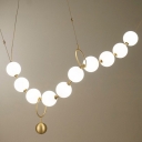 Necklace Hanging Chandelier Designer Frosted White Glass 10-Head Gold Ceiling Pendant Light