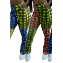 Unique Pants Plaid Patterned High Rise Ankle Length Fitted Pants for Girls