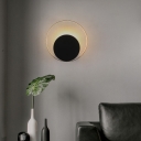 Circle Wall Sconce Light Postmodern Metal 1 Head Black and Brass Wall Lamp in Warm/White Light
