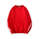 Trendy Men's Sweatshirt Stripe Pattern Round Neck Raglan Long Sleeves Relaxed Fit Pullover Sweatshirt