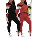 Leisure Girls Co-ords Contrasted Long Sleeve Stand Collar Zip Up Relaxed Sweatshirt & Pants Set