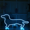 Dog Shaped Battery Night Light Cartoon Plastic White LED Nightstand Lamp for Kids Room