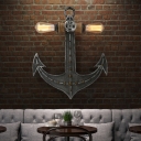 Distressed Anchor Sconce Lights Nautical Metal 2-Light Sconce Light Fixture with Rope for Coffee Shop