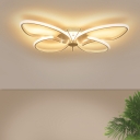 White Butterfly Semi Flush Ceiling Light Simple Acrylic LED Flushmount Lighting in White/Warm Light/Remote Control Stepless Dimming