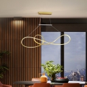 Acrylic Seamless Curves Chandelier Pendant Minimalist Black/White/Gold LED Pendant Light Kit in White/3 Color Light/Remote Control Stepless Dimming