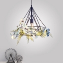 Blue and White Single Flower Pendant Lamp Vintage Iron Diamond Shaped Hanging Light Kit, Small/Medium/Large