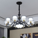 Cylinder Ceiling Pendant Lamp Modern Clear and Frosted Glass 10/12/18 Bulbs Black Chandelier