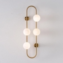 Gold Oval Bracket Wall Lamp Postmodern 4 Lights Milky Ball Glass Sconce Light Fixture