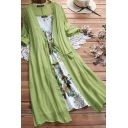 Fancy Women's Dress Solid Color Front Drawstring Long Sleeves Relaxed Fit Dress