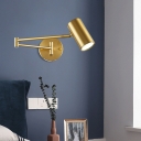 Metal Tube Extendable Reading Light Postmodern 1-Light Black/Gold Wall Mounted Lamp for Bedroom