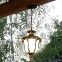 Bell Outdoor Solar Pendant Light Kit Retro Opal Glass Red/Black/Bronze LED Hanging Lamp, Small/Large