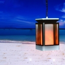 Black and White Rectangle Drop Pendant Minimalist Plastic Solar LED Hanging Lamp for Outdoor